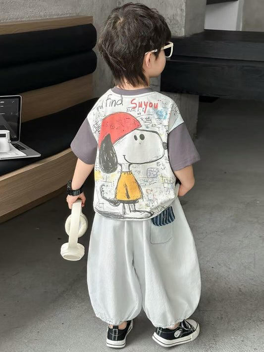 Boys’ Suyou Graphic T-Shirt & Balloon Pants Set