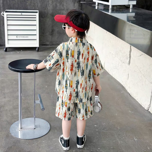 Mini Artist Printed Shirt & Shorts Set