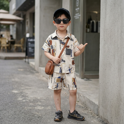 Mini Artist Printed Shirt & Shorts Set