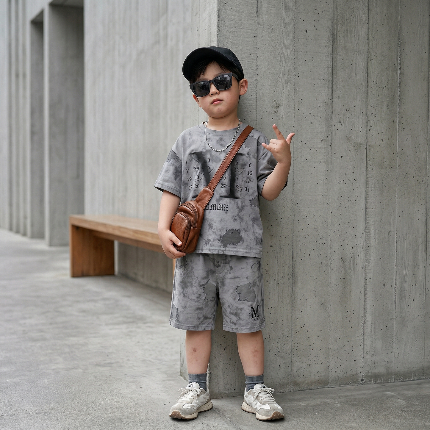 Mini Boss Printed T-Shirt & Shorts Set