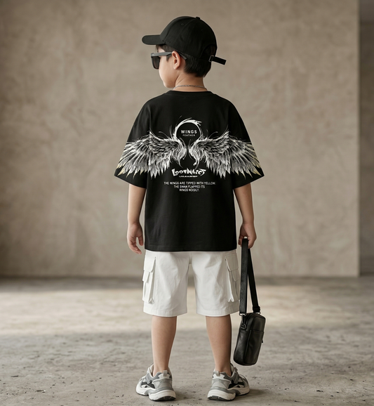 Wings Graphic Oversized T-Shirt  & Shorts Set