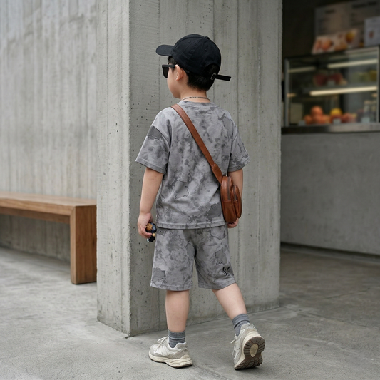 Mini Boss Printed T-Shirt & Shorts Set