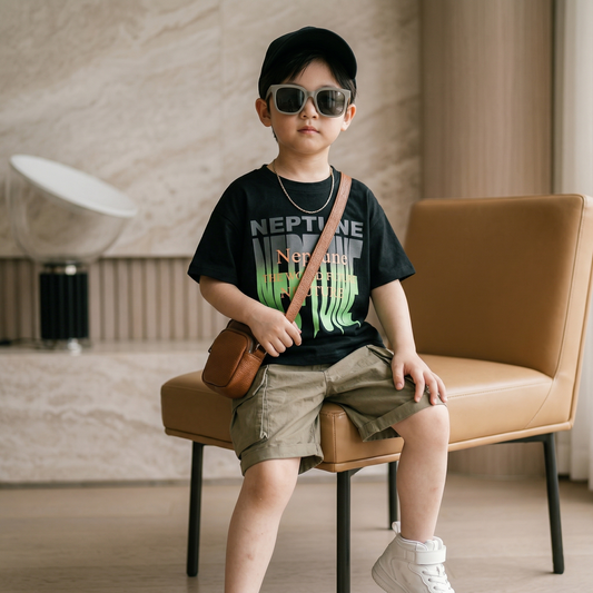 Neptune Graphic T-Shirt & Shorts Set