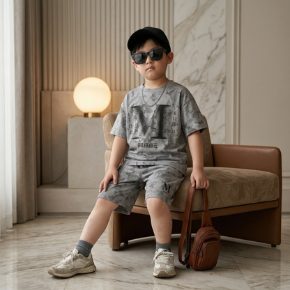 Mini Boss Printed T-Shirt & Shorts Set