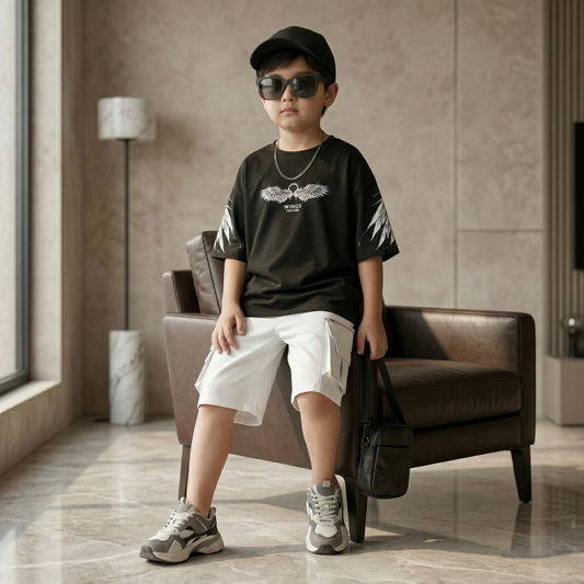 Wings Graphic Oversized T-Shirt  & Shorts Set