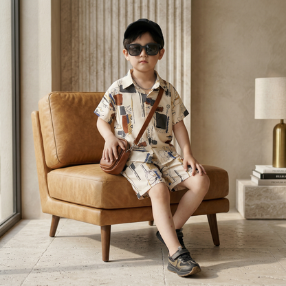 Mini Artist Printed Shirt & Shorts Set